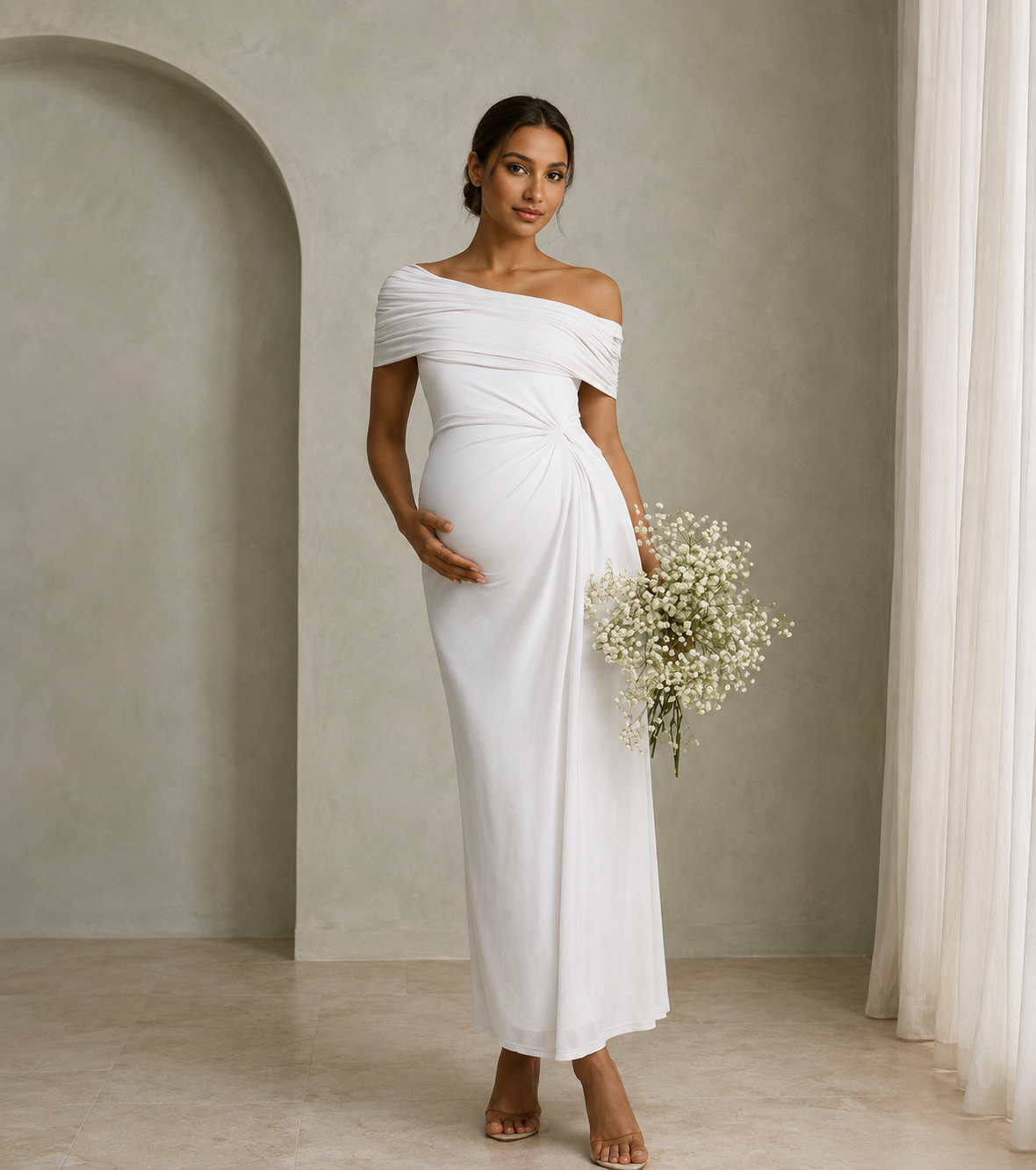 Elara Ruched Maternity Occasion Dress