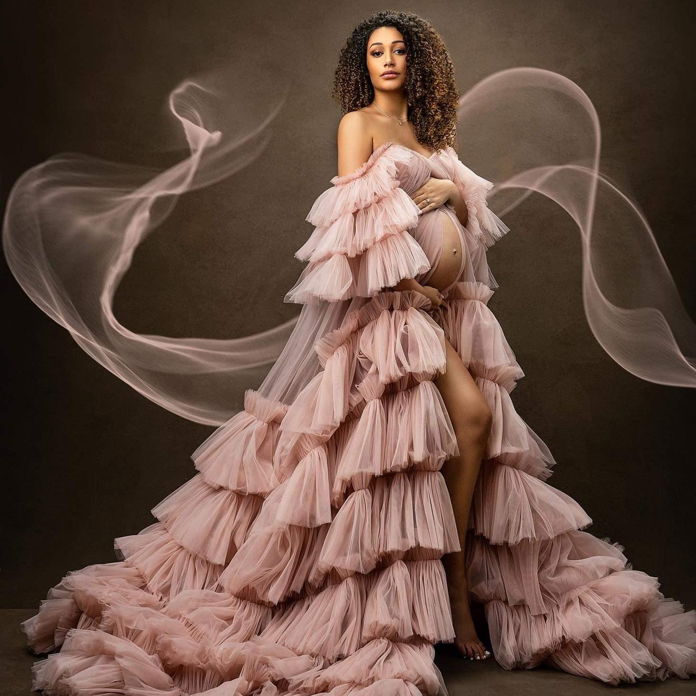 Luma Rosé Cascade Maternity Gown